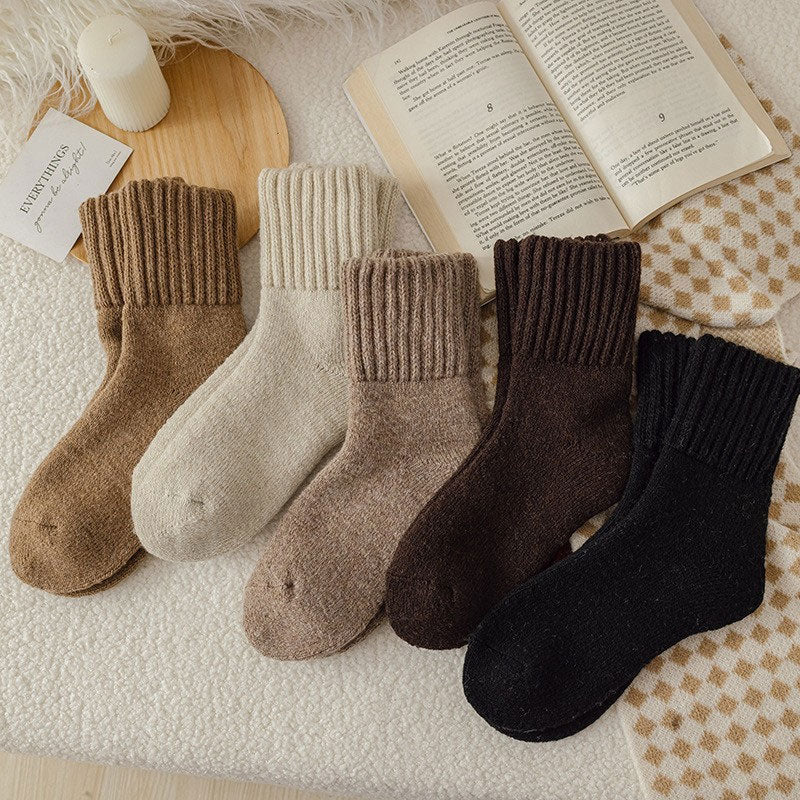 🧦 5 Paar Wollsocken für Damen – Warme Socken mittlerer Größe