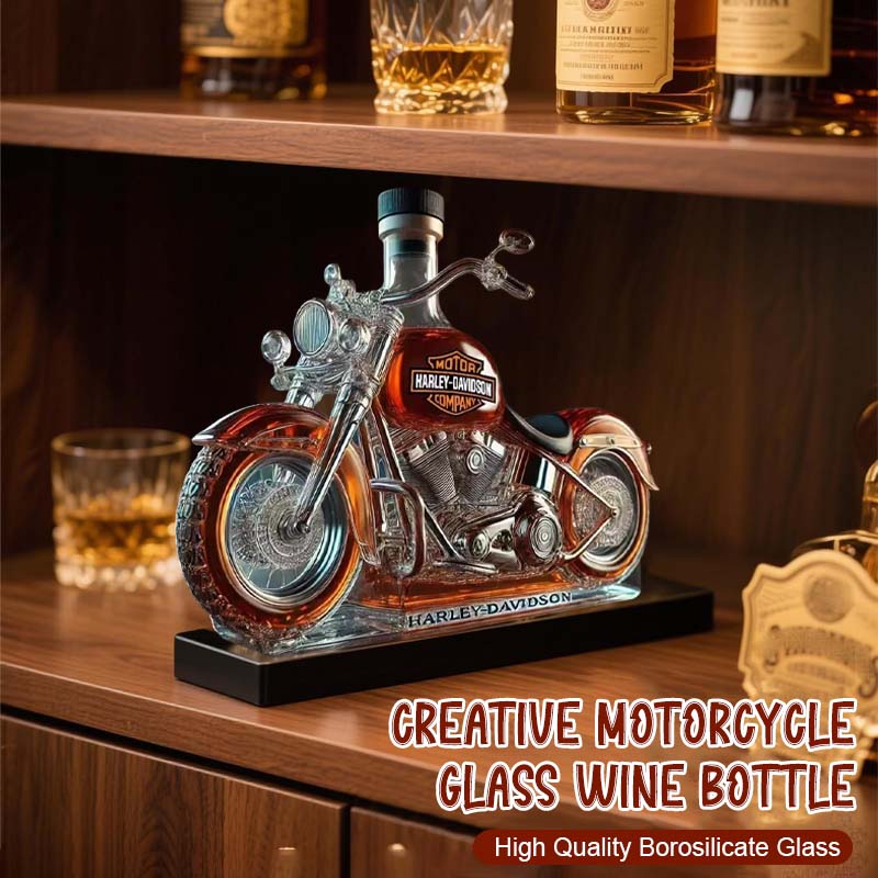 Kreative Motorrad-Glasweinflasche