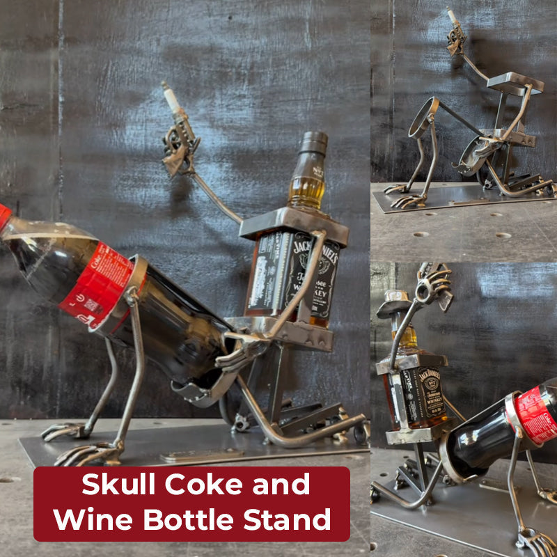 💀🍷Totenkopf-Cola- und Weinflaschenständer
