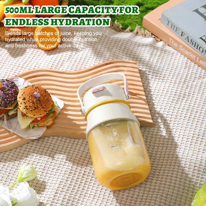 Tragbare Saftflasche mit großem Fassungsvermögen, zwei Deckeln und Strohhalm💥Gratis-Trageriemen bei Ihrer Bestellung - nur heute!