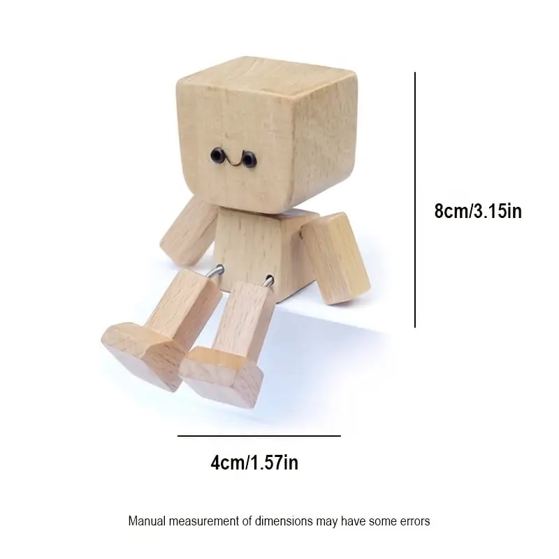 Charmante kleine Holzfigur, die sich mit 12 magnetischen Gesichtsausdrücken bewegt
