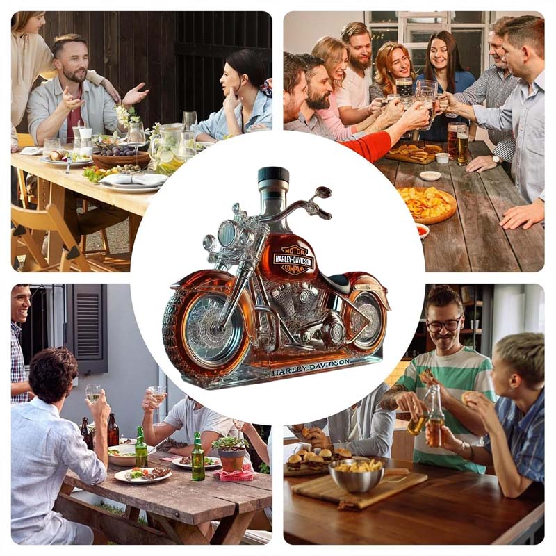 Kreative Motorrad-Glasweinflasche