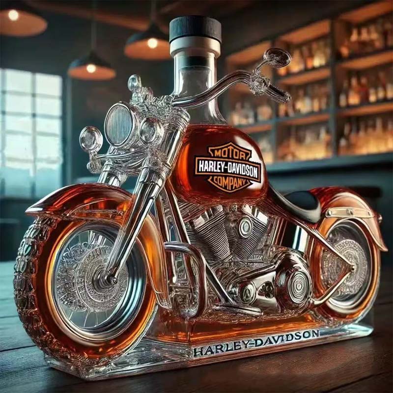 Kreative Motorrad-Glasweinflasche