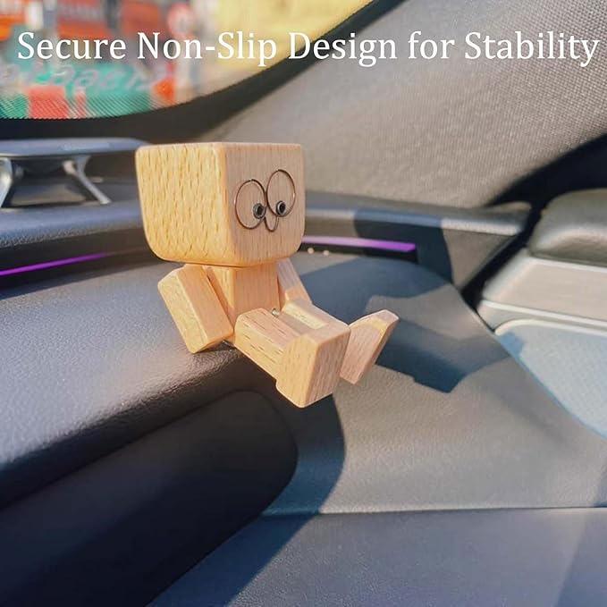 Charmante kleine Holzfigur, die sich mit 12 magnetischen Gesichtsausdrücken bewegt