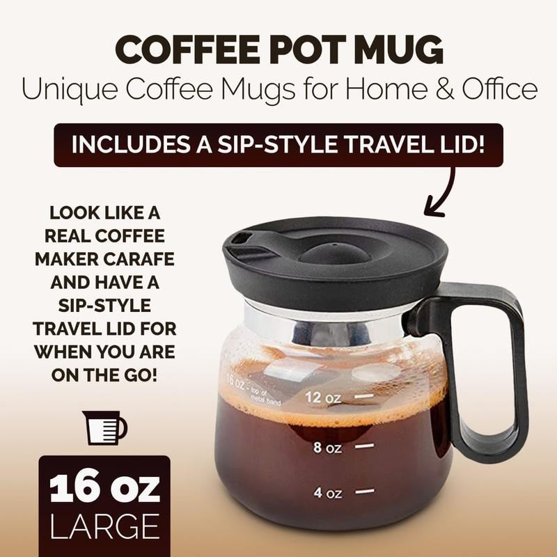 💕49 % RABATT💖☕ 16-Unzen-Glas-Kaffeetasse – Kaffeekannen-Design