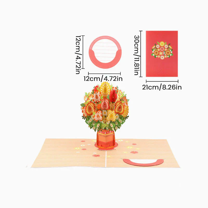 Papierowa miłość 3D Pop-Up Walentynkowa kartka 🌹 Romantyczny bukiet kwiatów na pamiątkę 💌 Idealny prezent dla ukochanych osób 🎁