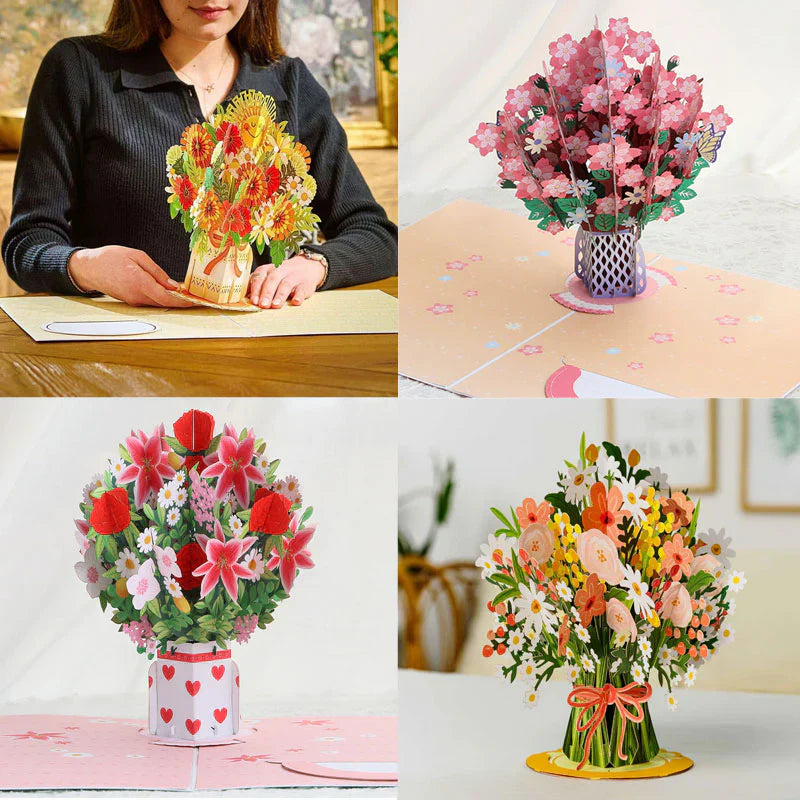 Papierowa miłość 3D Pop-Up Walentynkowa kartka 🌹 Romantyczny bukiet kwiatów na pamiątkę 💌 Idealny prezent dla ukochanych osób 🎁