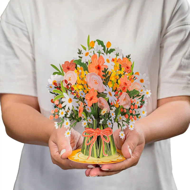 Papierowa miłość 3D Pop-Up Walentynkowa kartka 🌹 Romantyczny bukiet kwiatów na pamiątkę 💌 Idealny prezent dla ukochanych osób 🎁