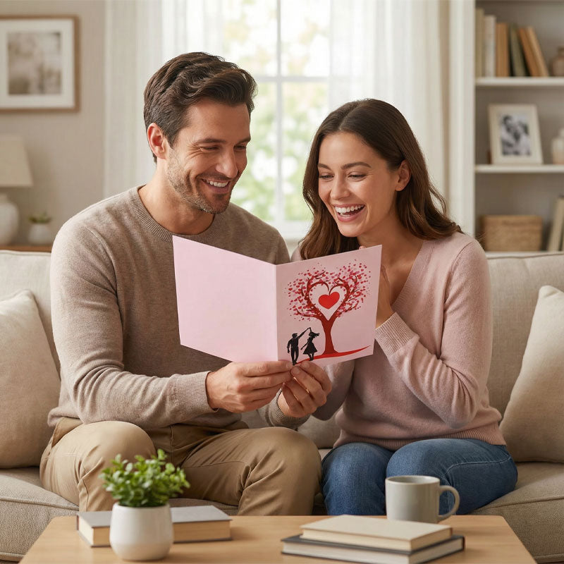 Romantyczna kartka okolicznościowa 3D „Taniec pod drzewem serca”