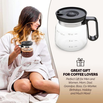 💕49 % RABATT💖☕ 16-Unzen-Glas-Kaffeetasse – Kaffeekannen-Design