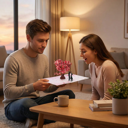 Romantyczna kartka okolicznościowa 3D „Taniec pod drzewem serca”