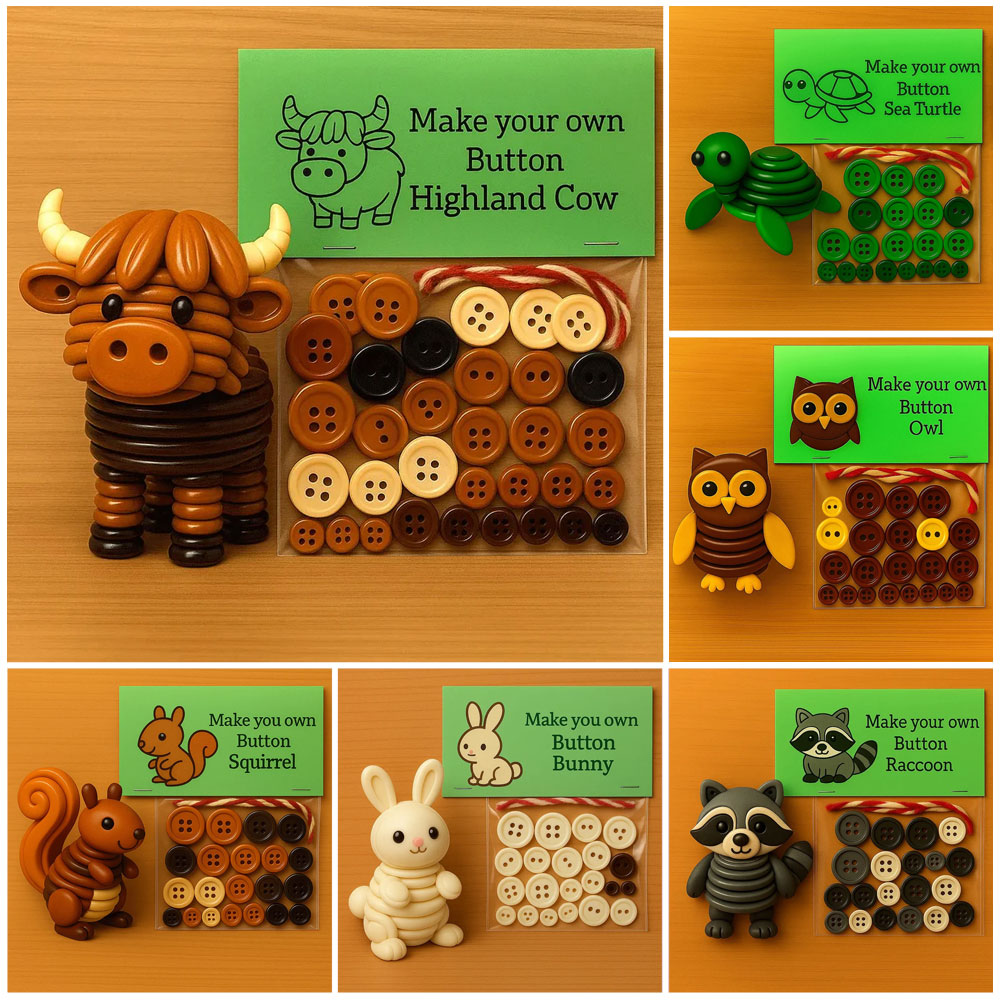 🔥Letzter Tag 49 % Rabatt – DIY-Knopf-Bastelset „Highland Animal Cow“
