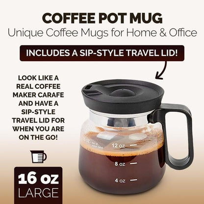 💕49 % RABATT💖☕ 16-Unzen-Glas-Kaffeetasse – Kaffeekannen-Design